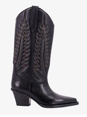PARIS TEXAS Rosario Woman Black Leather Western Boots NIB